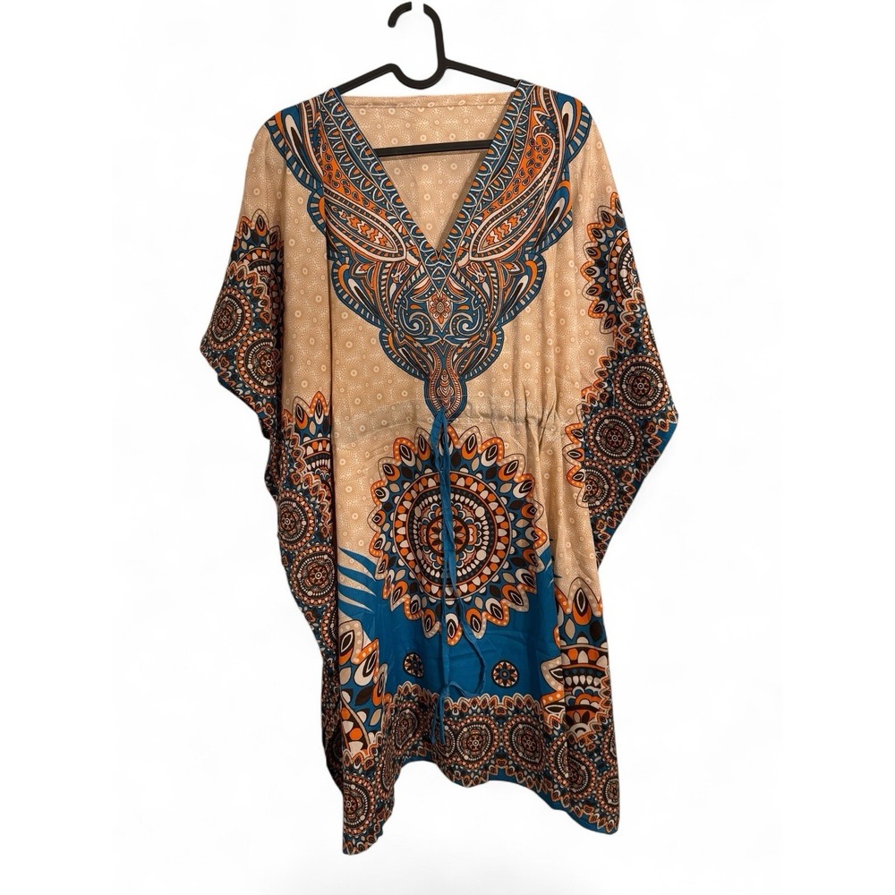 Boho- kraftan Syle Dress/Tunic With A Vibrant Medallion Amd Paisley Print